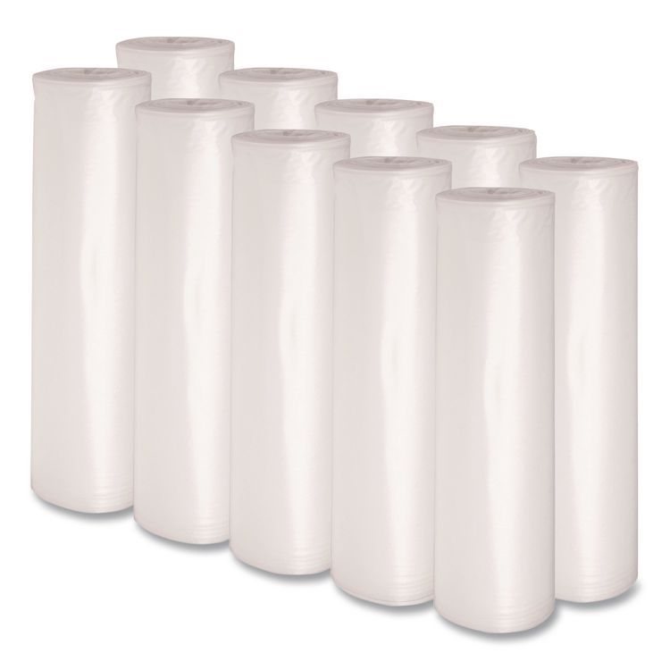 Recycled Low-Density Polyethylene Can Liners, 45 gal, 1.1 mil, 40" x 46", Clear, Perforated, 10 Bags/Roll, 10 Rolls/Carton