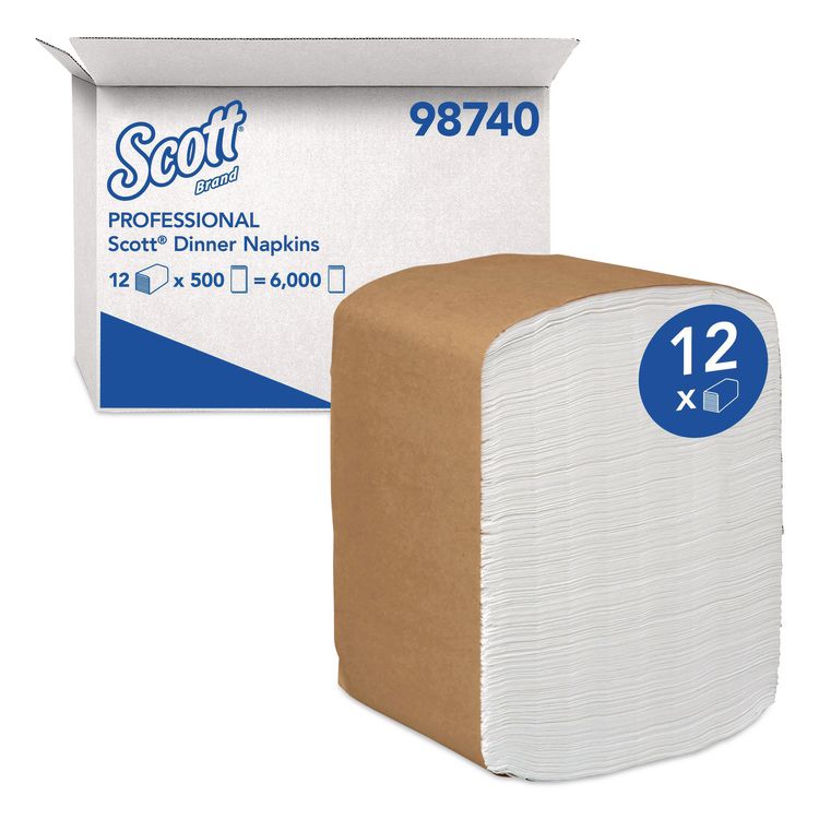 Full Fold Dispenser Napkins, 1-Ply, 13 x 12, White, 500/Pack, 12 Packs/Carton