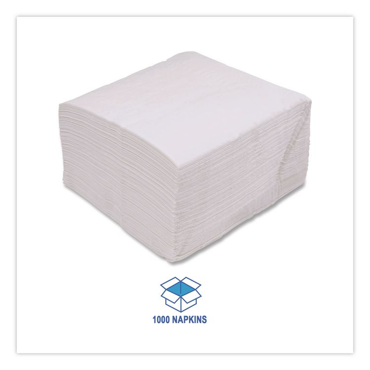 Linen-Feel Flat Napkins, 1-Ply, 16 x 16, White, 1,000/Carton