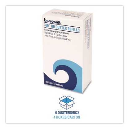 360 HD Duster Refills, Soft Fluffy Fibers, Light Blue, 6 Dusters/Box, 4 Boxes/Carton