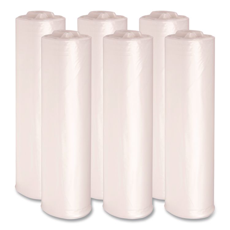 High-Density Can Liners, 45 gal, 19 mic, 40" x 46", Natural, Perforated Roll, 25 Bags/Roll, 6 Rolls/Carton