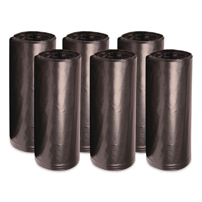 High-Density Can Liners, 56 gal, 19 mic, 43" x 47", Black, Perforated Roll, 25 Bags/Roll, 6 Rolls/Carton
