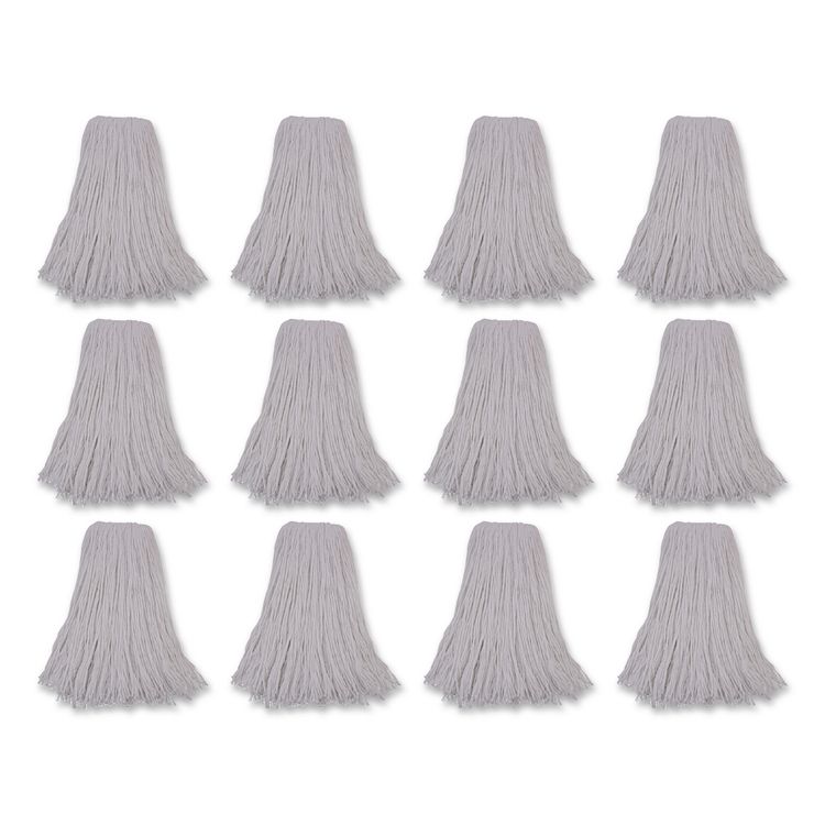 Mop Head, Premium Standard Head, Rayon Fiber, 32 oz, White, 12/Carton