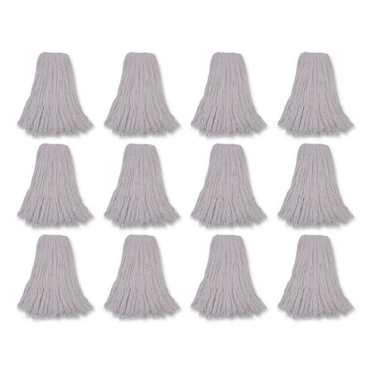 Mop Head, Premium Standard Head, Rayon Fiber, 32 oz, White, 12/Carton