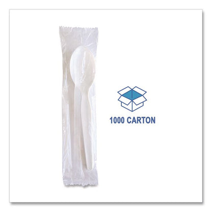 Heavyweight Wrapped Polystyrene Cutlery, Soup Spoon, Plastic, White, 1,000/Carton