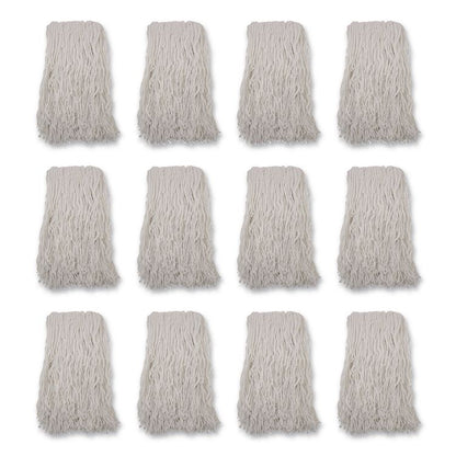 Banded Rayon Cut-End Mop Heads, #24, White, 1.25" Headband, 12/Carton