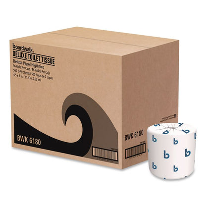 Two-Ply Toilet Tissue, Septic Safe, White, 125 ft Roll Length, 500 Sheets/Roll, 96 Rolls/Carton