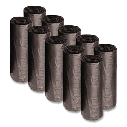 Recycled Low-Density Polyethylene Can Liners, 45 gal, 1.2 mil, 40" x 46", Black, Perforated, 10 Bags/Roll, 10 Rolls/Carton