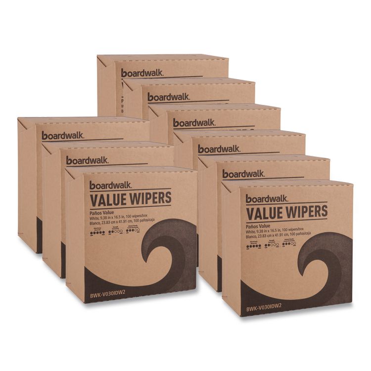 DRC Wipers, 9.33 x 16.5, White, 100 Dispenser Packs, 9 Dispenser Packs/Carton
