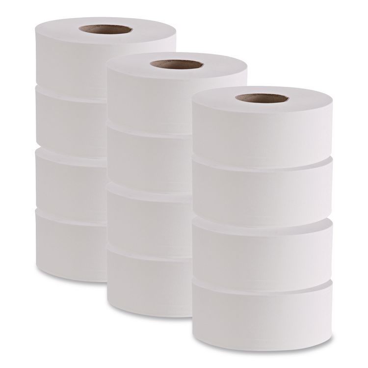 Jumbo Roll Bathroom Tissue, Septic Safe, 2-Ply, 3.2" x 525 ft, White, 12 Rolls/Carton