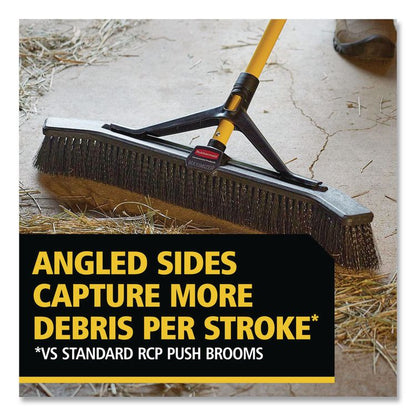 Maximizer Push-to-Center Broom, 24", Polypropylene Bristles, Yellow/Black