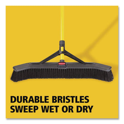 Maximizer Push-to-Center Broom, 24", Polypropylene Bristles, Yellow/Black
