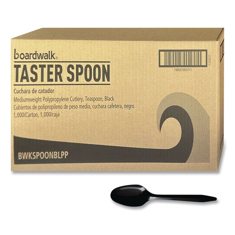 Mediumweight Polypropylene Cutlery, Spoon, Plastic, Black, 1,000/Carton
