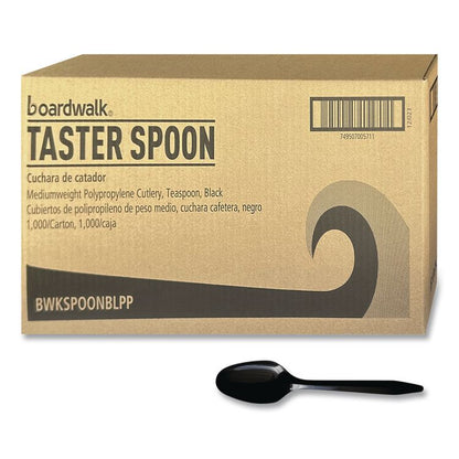 Mediumweight Polypropylene Cutlery, Spoon, Plastic, Black, 1,000/Carton