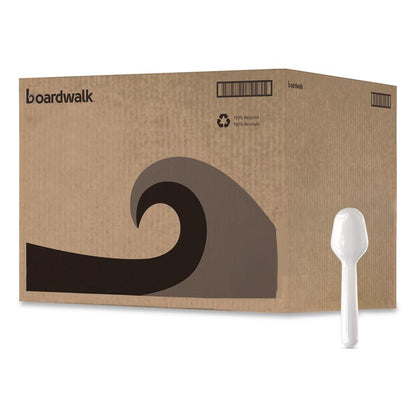 Mediumweight Polypropylene Cutlery, Tasting Spoon, White, 3,000/Carton