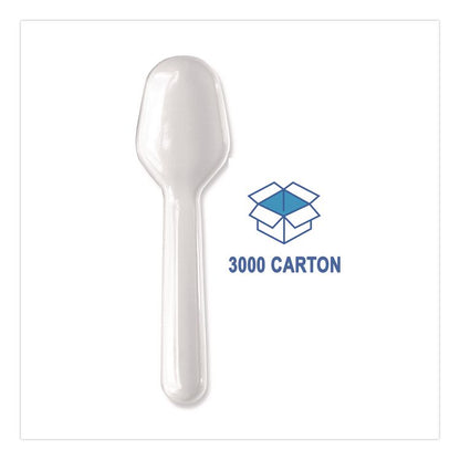 Mediumweight Polypropylene Cutlery, Tasting Spoon, White, 3,000/Carton