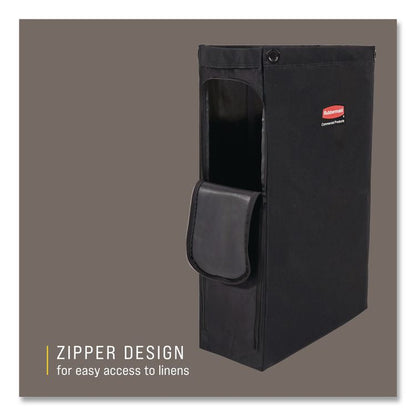 Side Load Linen Bag for Rubbermaid Commercial 2202581, 2202527, 2202587 Carts, 3.7 Bushels, 9 x 21.1 x 33, Black, 4/CT