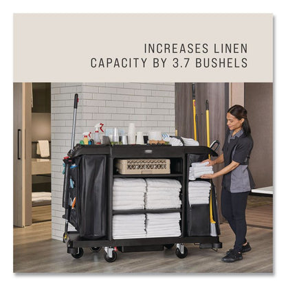Side Load Linen Bag for Rubbermaid Commercial 2202581, 2202527, 2202587 Carts, 3.7 Bushels, 9 x 21.1 x 33, Black, 4/CT