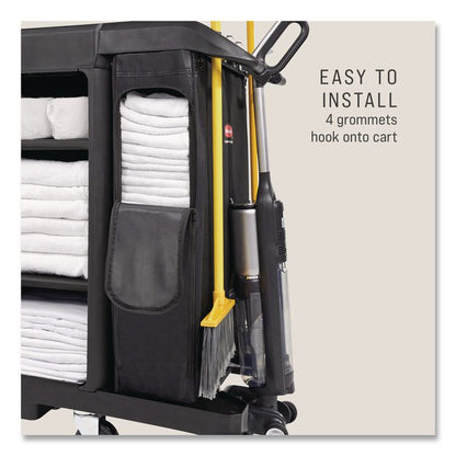 Side Load Linen Bag for Rubbermaid Commercial 2202581, 2202527, 2202587 Carts, 3.7 Bushels, 9 x 21.1 x 33, Black, 4/CT