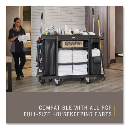 Side Load Linen Bag for Rubbermaid Commercial 2202581, 2202527, 2202587 Carts, 3.7 Bushels, 9 x 21.1 x 33, Black, 4/CT