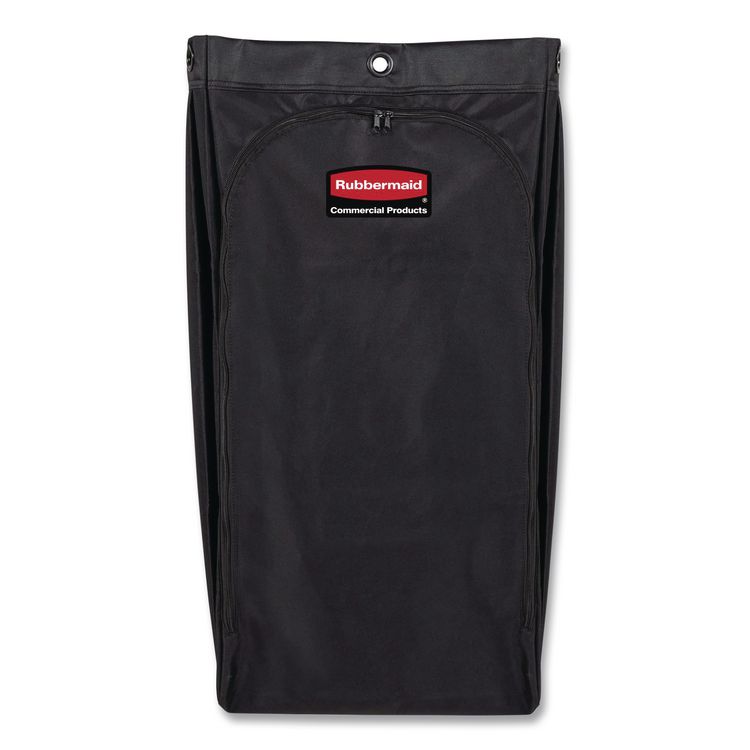 Fabric Cleaning Cart Bag for Rubbermaid Commercial Housekeeping and Janitorial Carts, 30 gal, 10.5 x 16.8 x 33, Black, 4/CT