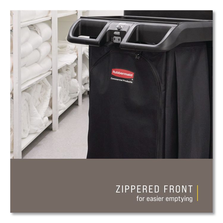 Fabric Cleaning Cart Bag for Rubbermaid Commercial Housekeeping and Janitorial Carts, 30 gal, 10.5 x 16.8 x 33, Black, 4/CT