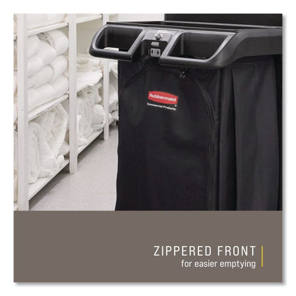Fabric Cleaning Cart Bag for Rubbermaid Commercial Housekeeping and Janitorial Carts, 30 gal, 10.5 x 16.8 x 33, Black, 4/CT