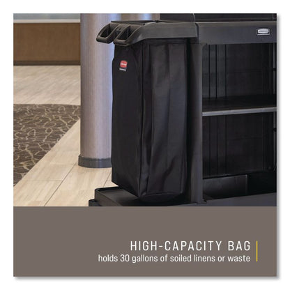 Fabric Cleaning Cart Bag for Rubbermaid Commercial Housekeeping and Janitorial Carts, 30 gal, 10.5 x 16.8 x 33, Black, 4/CT