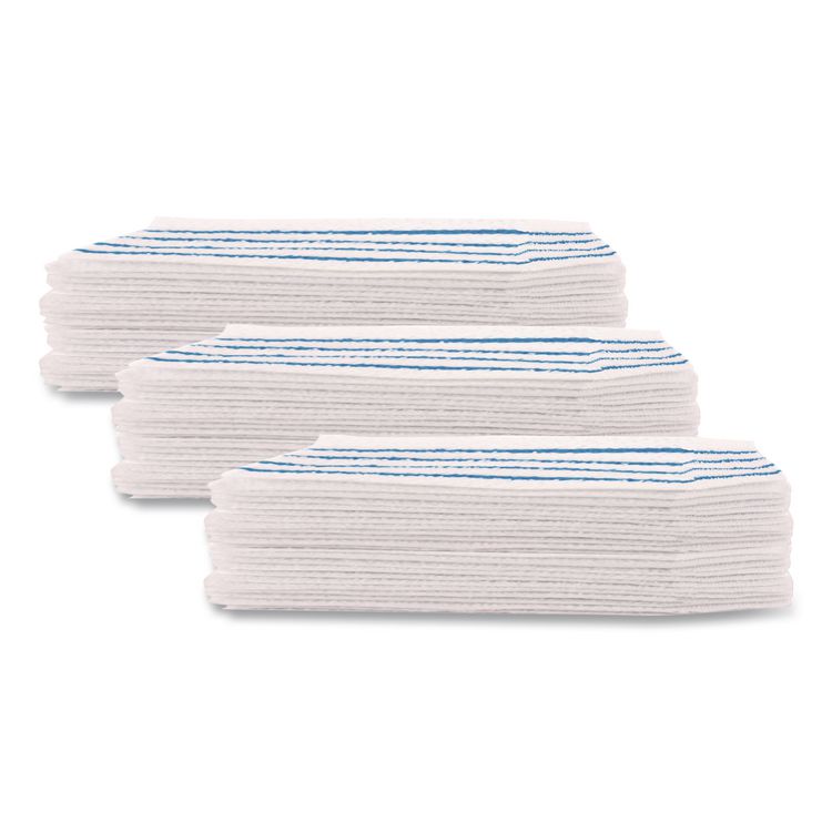 Disposable Microfiber Pad, 4.75 x 19, White/Blue Stripe, 50/Pack, 3 Packs/Carton