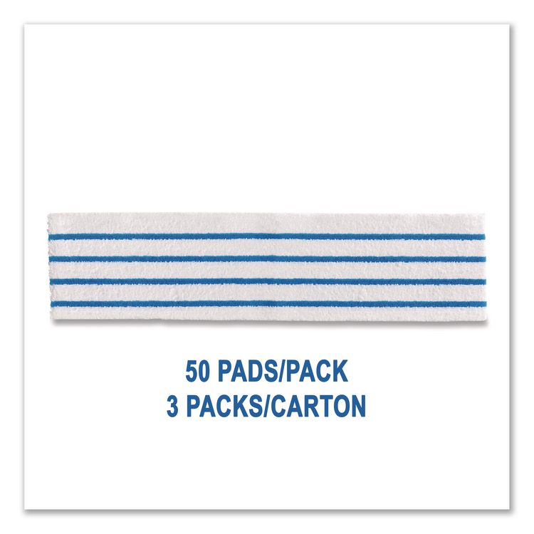 Disposable Microfiber Pad, 4.75 x 19, White/Blue Stripe, 50/Pack, 3 Packs/Carton