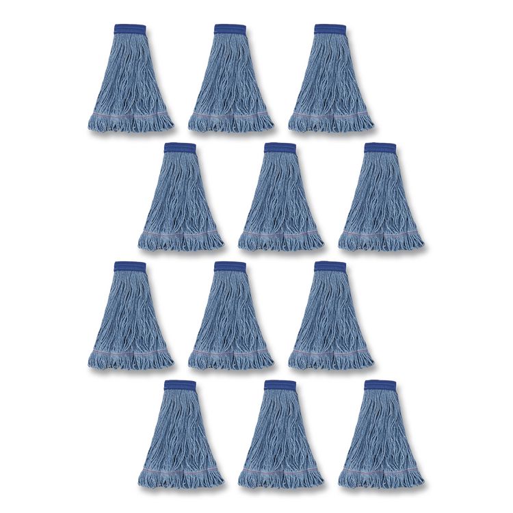 Super Loop Wet Mop Head, Cotton/Synthetic Fiber, 5" Headband, X-Large Size, Blue, 12/Carton
