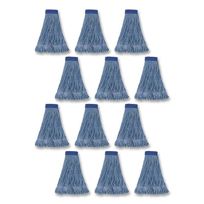 Super Loop Wet Mop Head, Cotton/Synthetic Fiber, 5" Headband, X-Large Size, Blue, 12/Carton