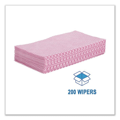 Foodservice Wipers, 12 x 21, Pink/White, 200/Carton