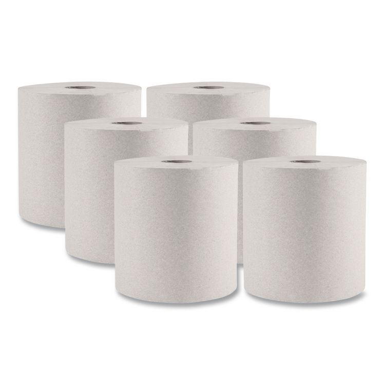 Hardwound Paper Towels, 1-Ply, 8" x 800 ft, White, 6 Rolls/Carton