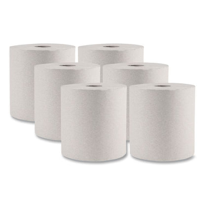 Hardwound Paper Towels, 1-Ply, 8" x 800 ft, White, 6 Rolls/Carton