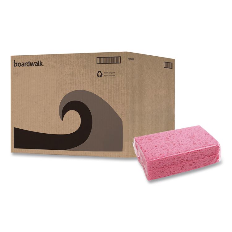 Small Cellulose Sponge, 3.6 x 6.5, 0.9" Thick, Pink, 2/Pack, 24 Packs/Carton