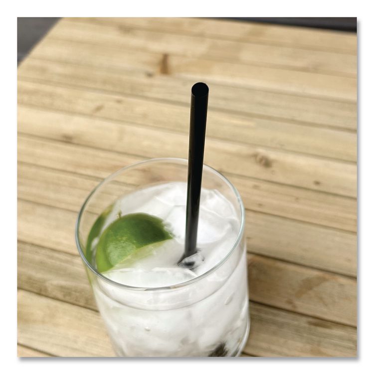 Jumbo Straws, 7.75", Polypropylene, Black, 250/Pack, 50 Packs/Carton