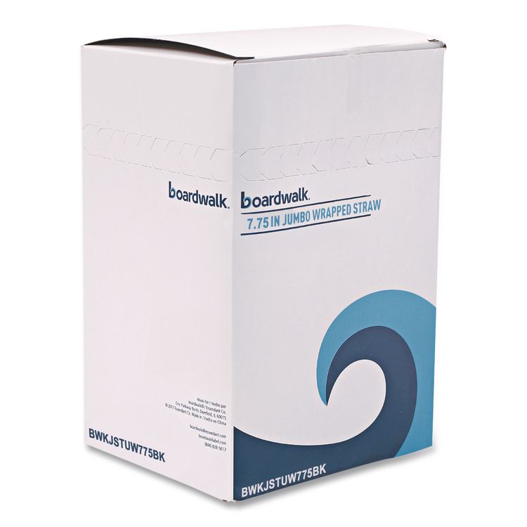 Jumbo Straws, 7.75", Polypropylene, Black, 250/Pack, 50 Packs/Carton