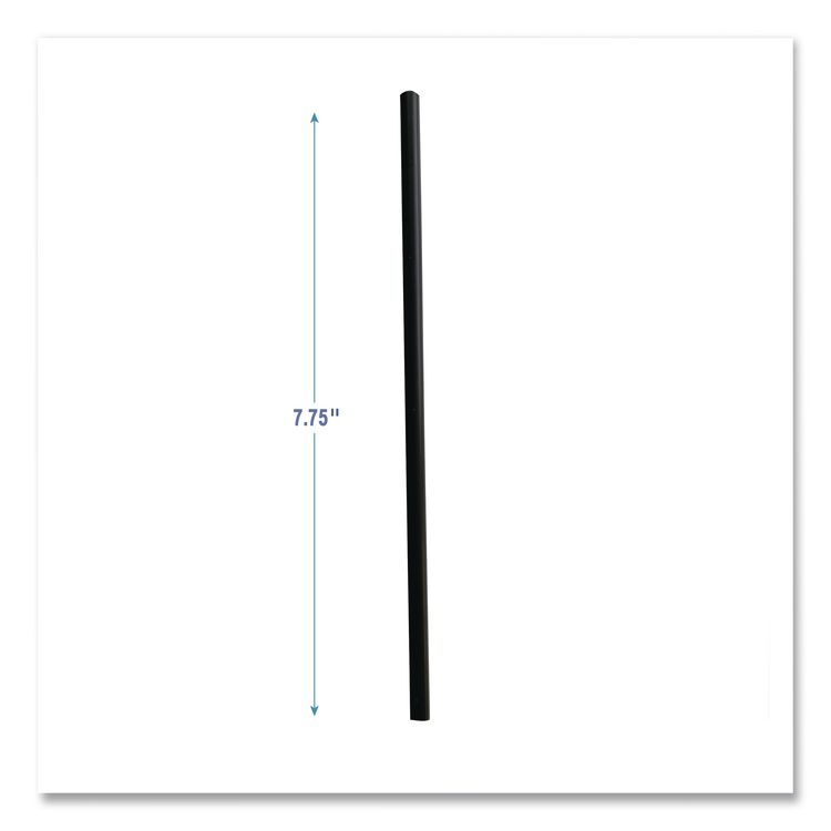 Jumbo Straws, 7.75", Polypropylene, Black, 250/Pack, 50 Packs/Carton