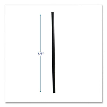 Jumbo Straws, 7.75", Polypropylene, Black, 250/Pack, 50 Packs/Carton