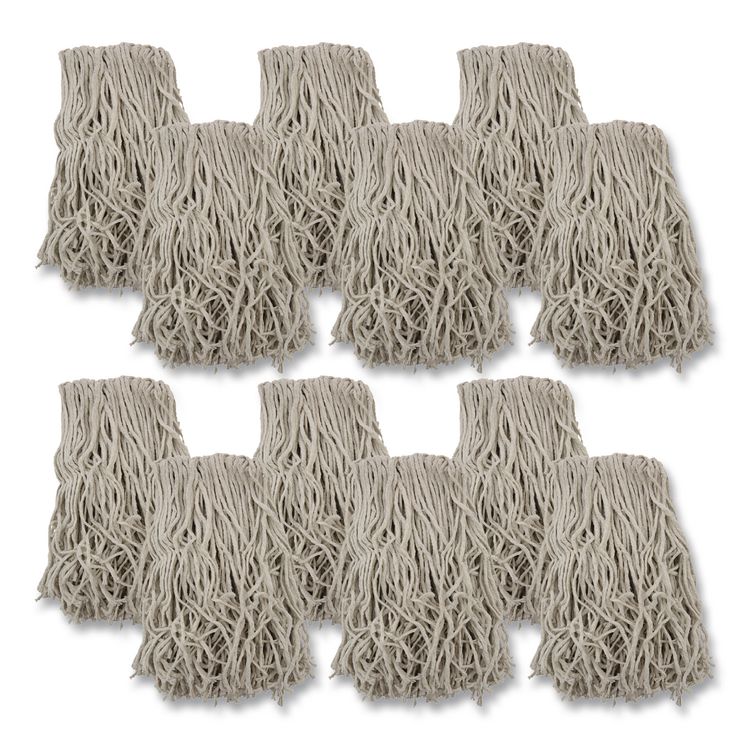 Mop Head, Cotton, Cut-End, White, 4-Ply, 32 oz, 12/Carton