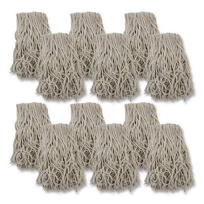 Mop Head, Cotton, Cut-End, White, 4-Ply, 32 oz, 12/Carton