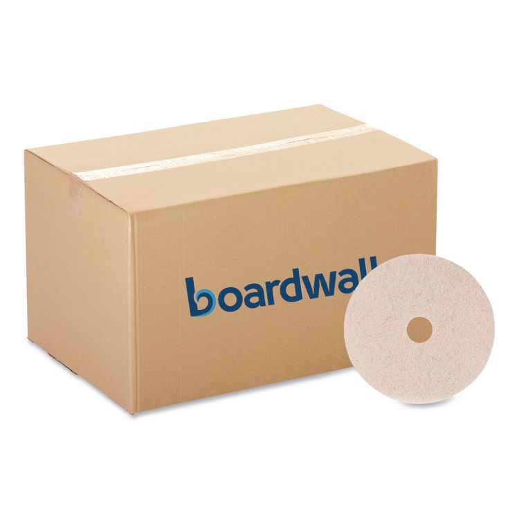 Natural Hog Hair Burnishing Floor Pads, 17" Diameter, Tan, 5/Carton