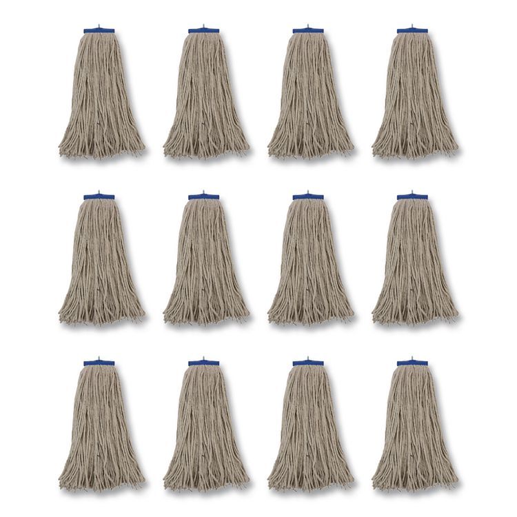 Mop Head, Lie-Flat Head, Cotton Fiber, 24 oz., White, 12/Carton