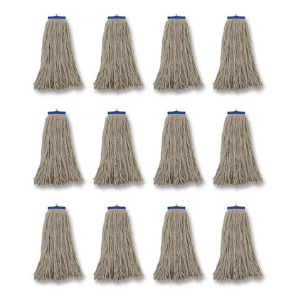 Mop Head, Lie-Flat Head, Cotton Fiber, 24 oz., White, 12/Carton