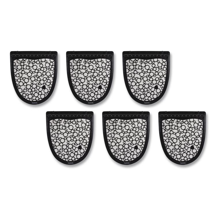 Disposable Urinal Floor Mat 2.0, Shield-Shaped, Black/White Slip-Resistant Surface, 17.5" x 20", 6/Carton
