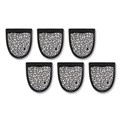 Disposable Urinal Floor Mat 2.0, Shield-Shaped, Black/White Slip-Resistant Surface, 17.5" x 20", 6/Carton