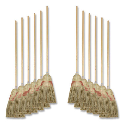Parlor Broom, Yucca/Corn Fiber Bristles, 56" Overall Length, Natural, 12/Carton