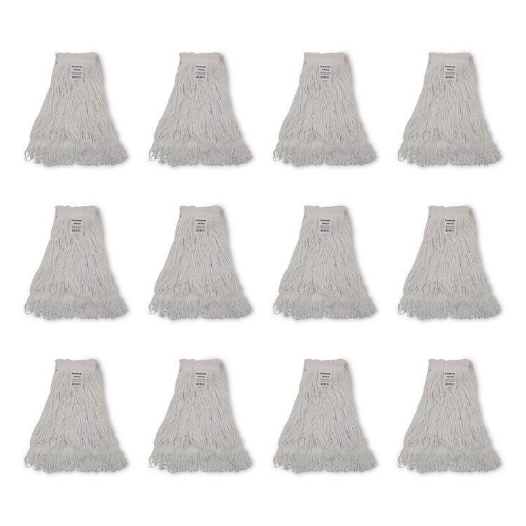 Pro Loop Web/Tailband Wet Mop Head, Rayon, #24 Size, White, 12/Carton