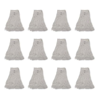 Pro Loop Web/Tailband Wet Mop Head, Rayon, #24 Size, White, 12/Carton